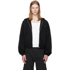 We11done Black Logo Pin-Tucked Zip-Up Hoodie
