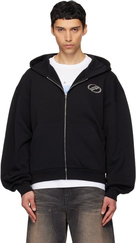Photo: We11done Black 'WE11DONE' Zip-Up Hoodie