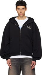 We11done Black 'WE11DONE' Zip-Up Hoodie