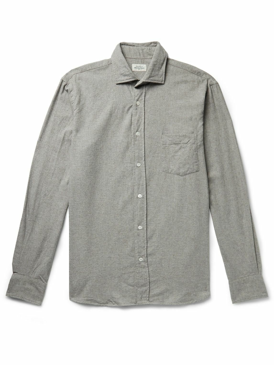 Hartford - Paul Spread-Collar Cotton-Flannel Shirt - Gray Hartford