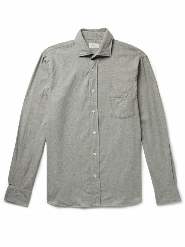 Photo: Hartford - Paul Spread-Collar Cotton-Flannel Shirt - Gray