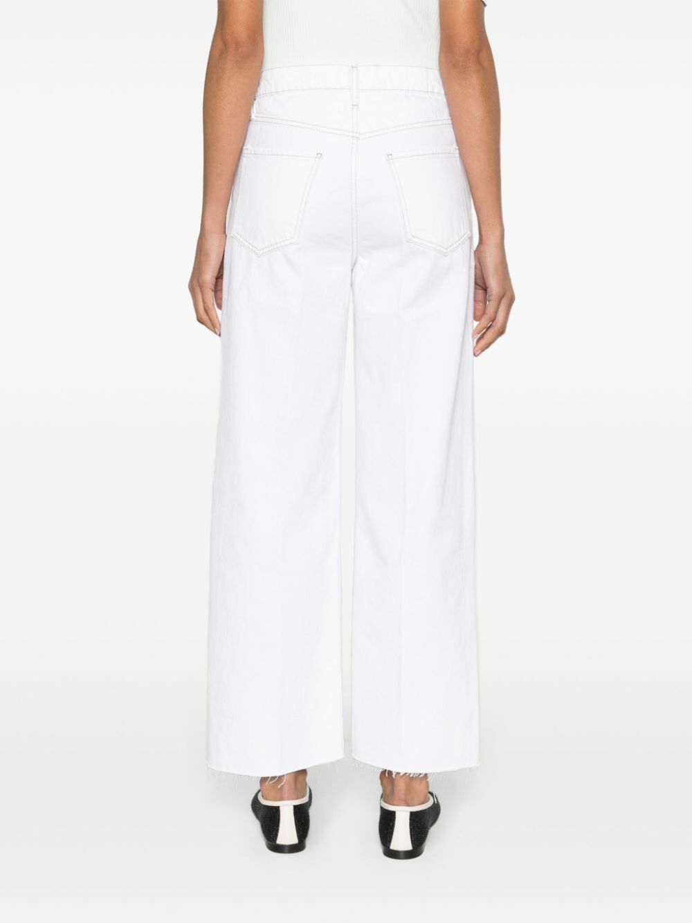 FRAME White High-Waist Wide-Legged Jeans