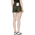 R13 Green Camo Distressed Camp Shorts