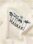 MANAAKI - Logo-Embroidered Cotton-Jersey T-Shirt - Neutrals