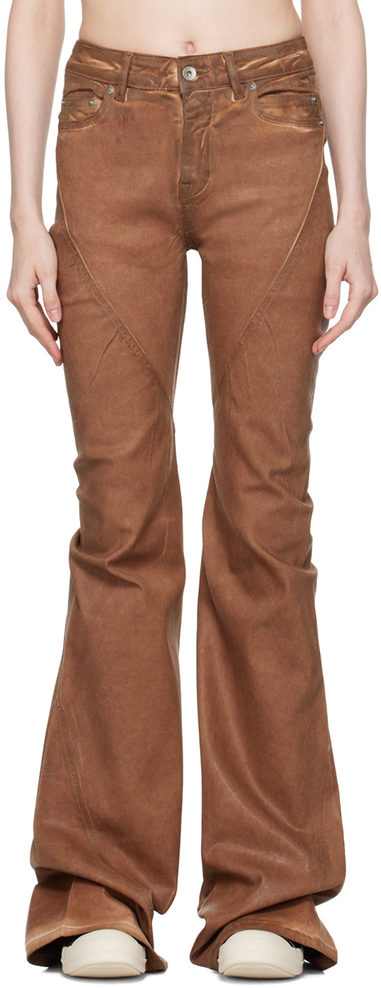 Rick Owens DRKSHDW Brown Porterville Bias Bootcut Jeans Rick Owens