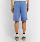 Gucci - Logo-Print Loopback Cotton-Jersey Drawstring Shorts - Blue