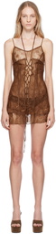 KIM SHUI Brown Lace-Up Minidress