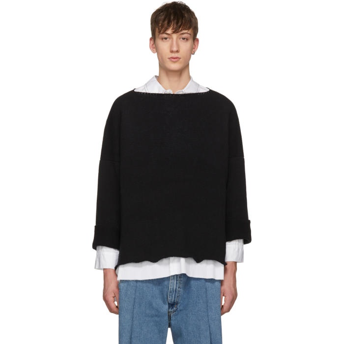 Photo: Sulvam Black Oversized Open Neck Sweater