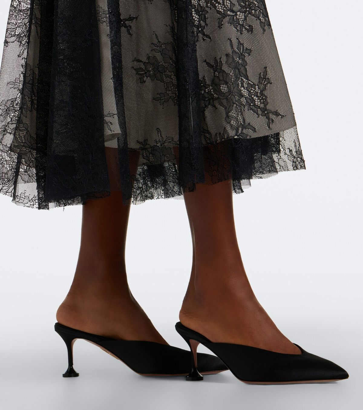 Aquazzura Bisous satin mules