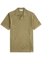 Les Deux Emmanuel Linen-blend Polo Shirt Khaki
