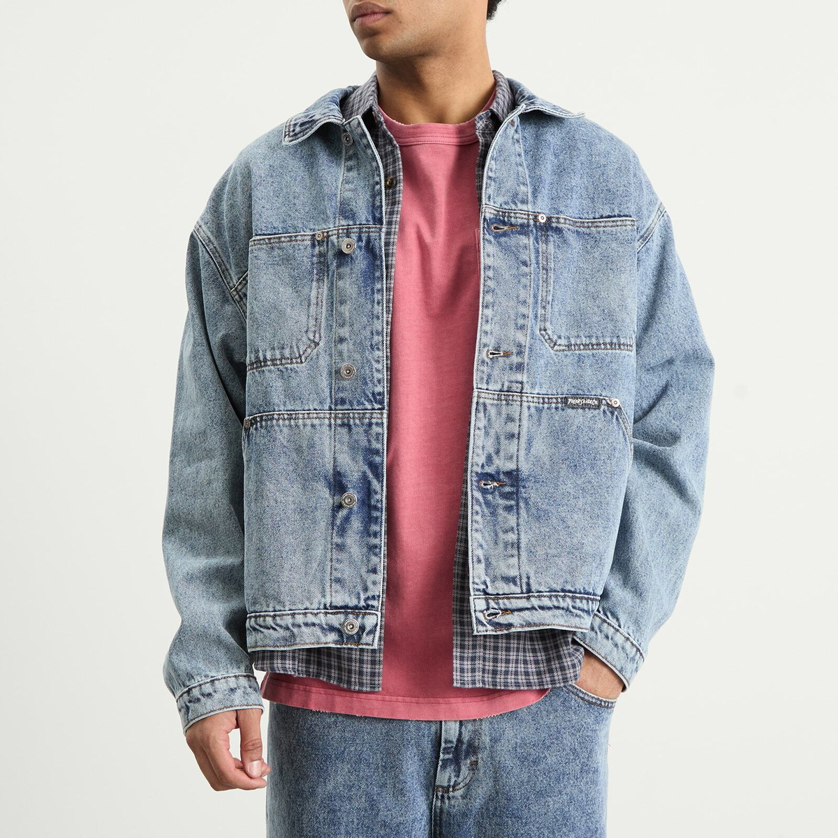 Polar Skate Co. Men's Patrik Denim Jacket in Heavy Washed Blue