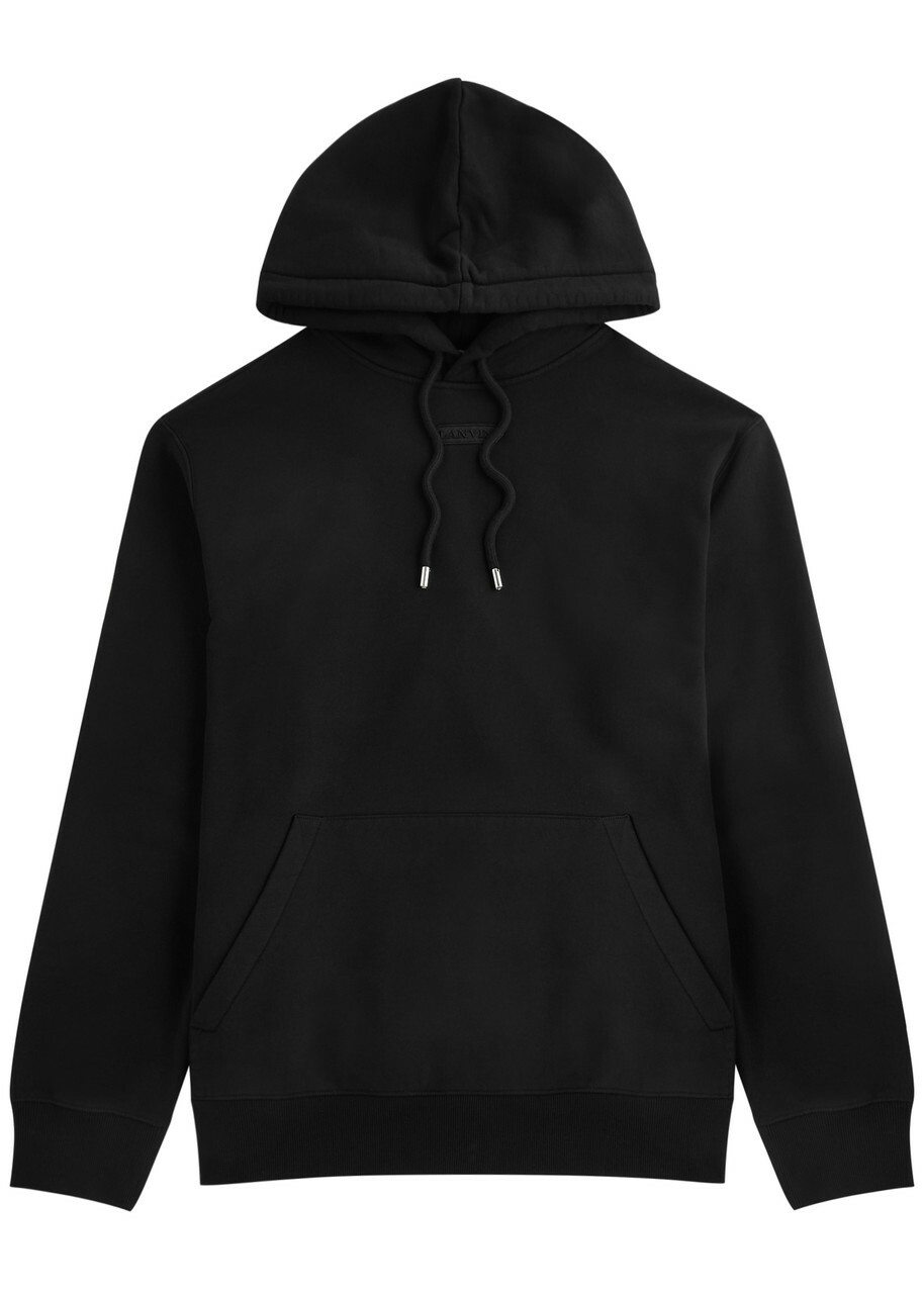 Lanvin Logo-embroidered Hooded Cotton Sweatshirt Black