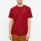 Comme des Garçons Play Men's Double Heart T-Shirt in Burgundy