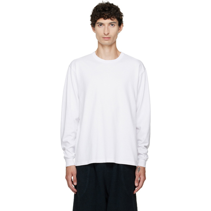 Photo: Les Tien White Heavyweight Binded Neck Classic Long Sleeve T-shirt