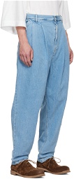 Hed Mayner Blue Pleated Jeans