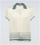 Bode Embroidered silk satin bowling shirt