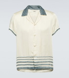 Bode Embroidered silk satin bowling shirt