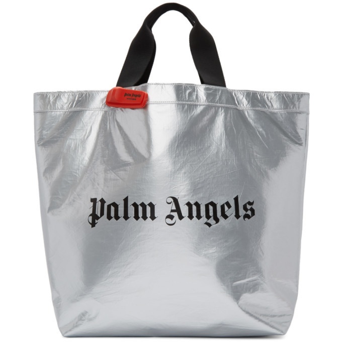 Photo: Palm Angels Silver Logo Shopper Tote