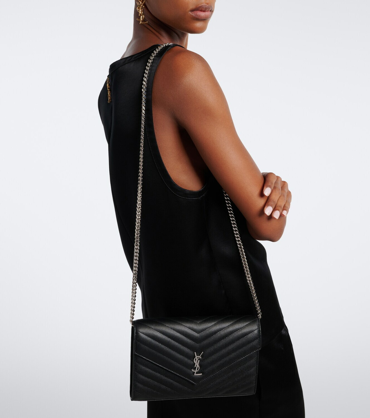 Saint Laurent Cassandre Envelope leather wallet on chain