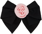Sandy Liang Black & Pink Corsage Bow Hair Clip