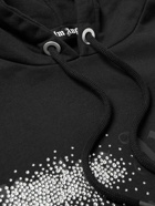 Palm Angels - Logo-Print Crystal-Embellished Cotton-Jersey Hoodie - Black