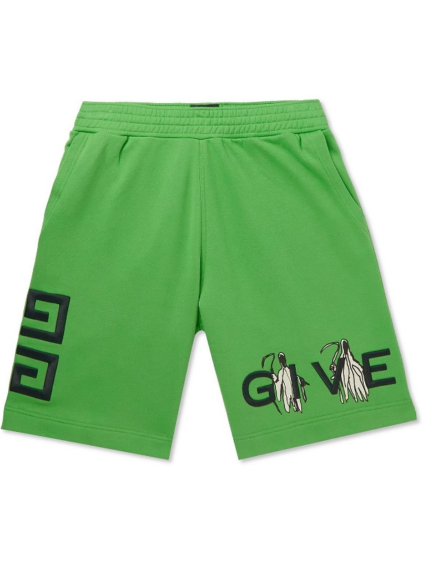 Photo: Givenchy - Josh Smith Straight-Leg Logo-Embroidered Cotton-Jersey Shorts - Green