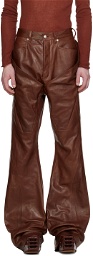 Rick Owens Burgundy Slivered Leather Pants