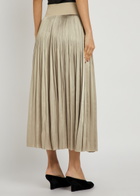 Joseph Rabat Pleated Satin Midi Skirt Beige