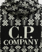 C.P. Company Wool Jacquard Logo Hooded Knit Black/White - Mens - Pullovers