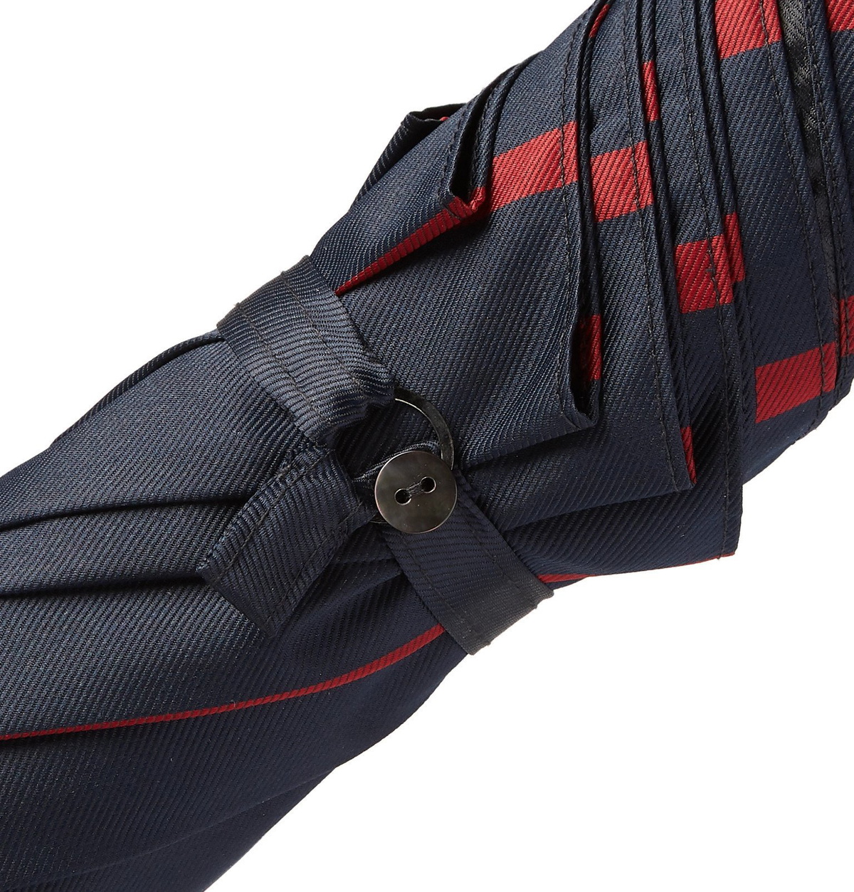 Francesco Maglia - Striped Chestnut Wood-Handle Umbrella - Blue