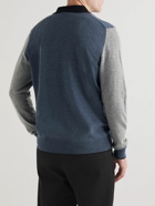 Mr P. - Colour-Block Merino Wool Polo Shirt - Blue