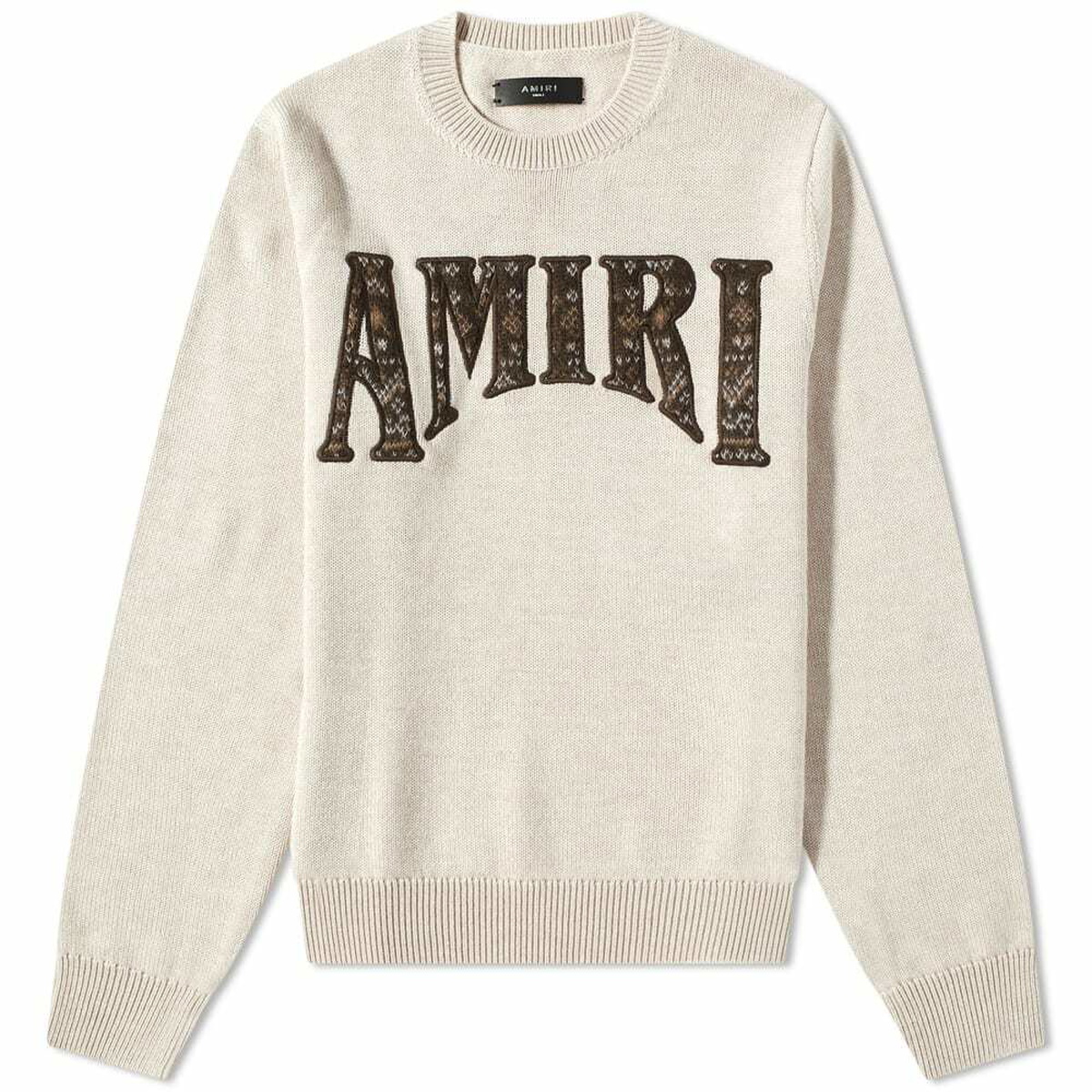 AMIRI Men's Logo Crew Knit in Alabaster Amiri