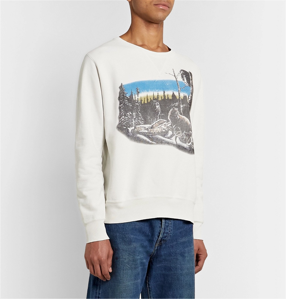 Remi Relief - Printed Loopback Cotton-Jersey Sweatshirt - Neutrals Remi ...