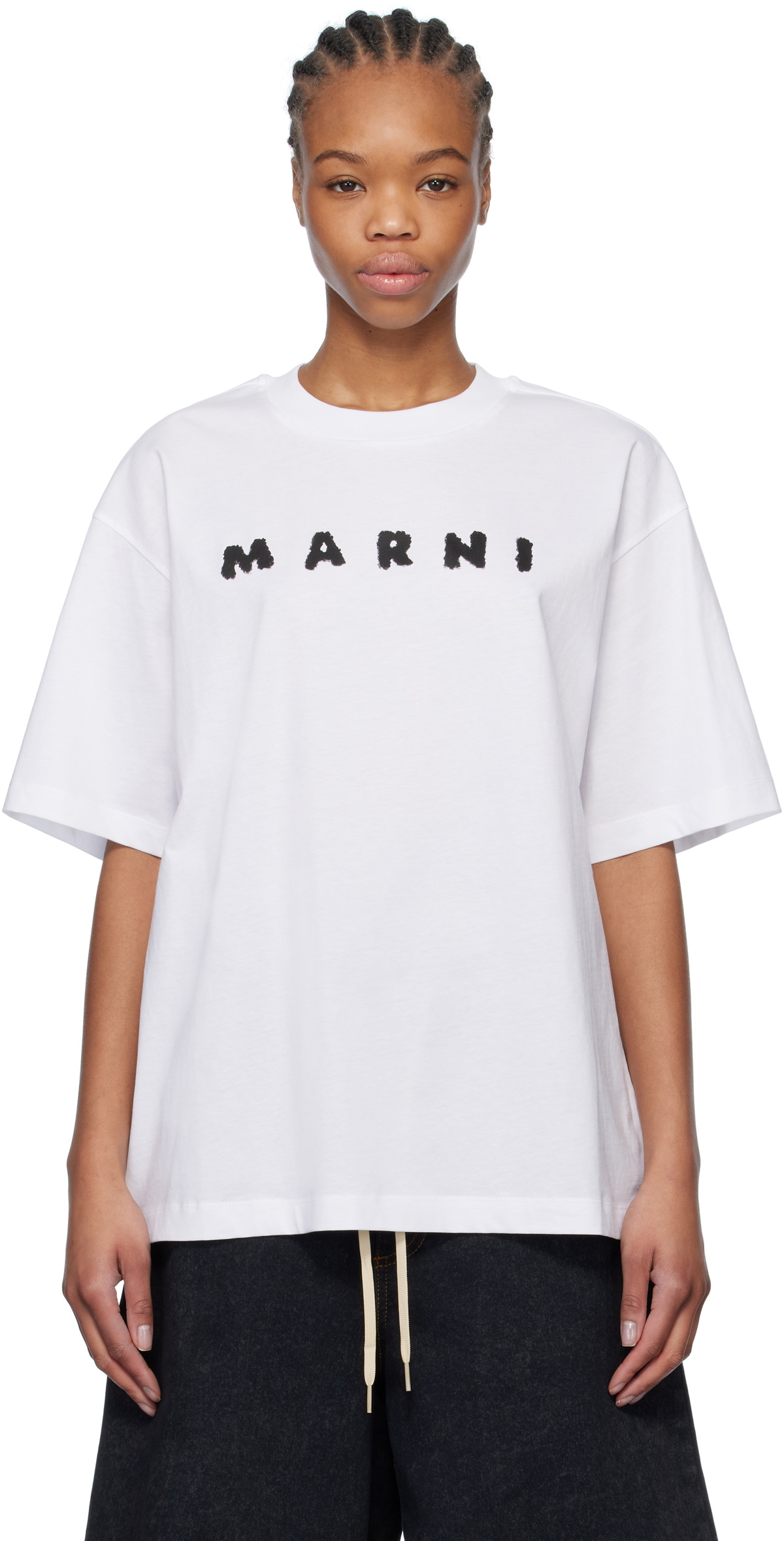 Marni White Scribbled Logo T-shirt Marni