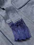Derek Rose - Lincoln Herringbone Wool Robe - Blue