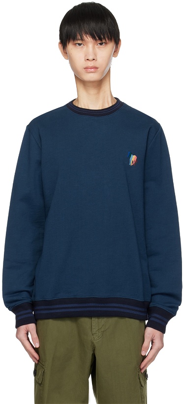 Photo: PS by Paul Smith Blue Embroidered Sweatshirt