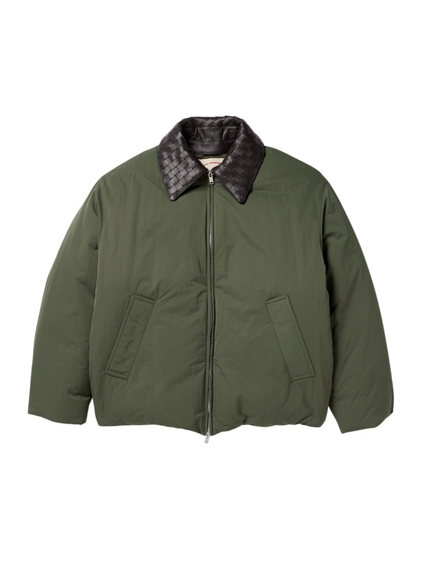Photo: Bottega Veneta - Intrecciato Leather-Trimmed Shell Down Jacket - Green
