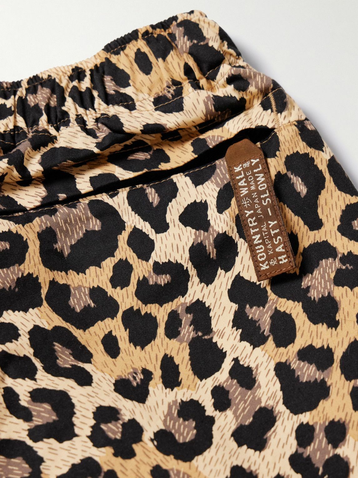 KAPITAL - Easy Wide-Leg Belted Leopard-Print Cotton-Twill Shorts - Brown