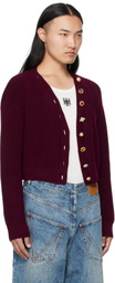 VETEMENTS Burgundy Fancy Button Mini Cardigan
