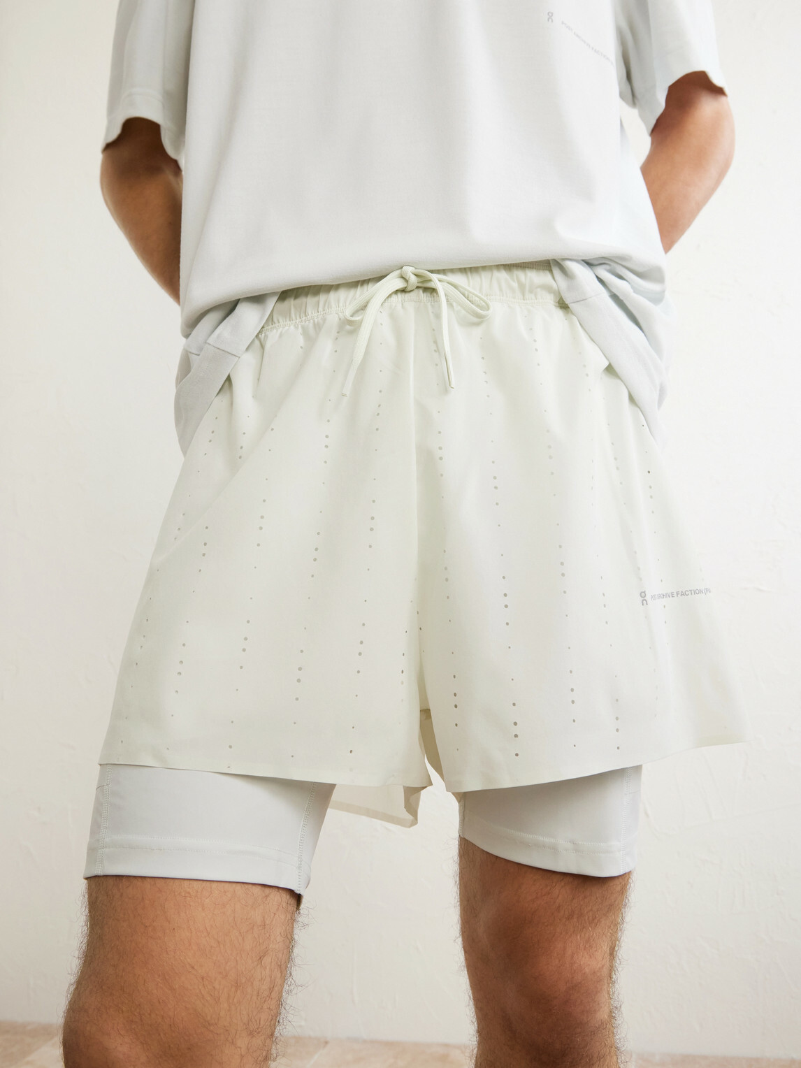 On - Post Archive Faction Zero 2-in-1 Stretch-Jersey and Mesh Running Shorts - Neutrals