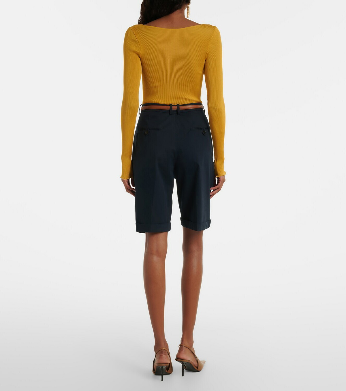 Saint Laurent Pleated cotton Bermuda shorts