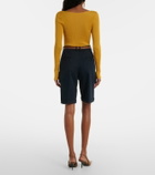 Saint Laurent Pleated cotton Bermuda shorts