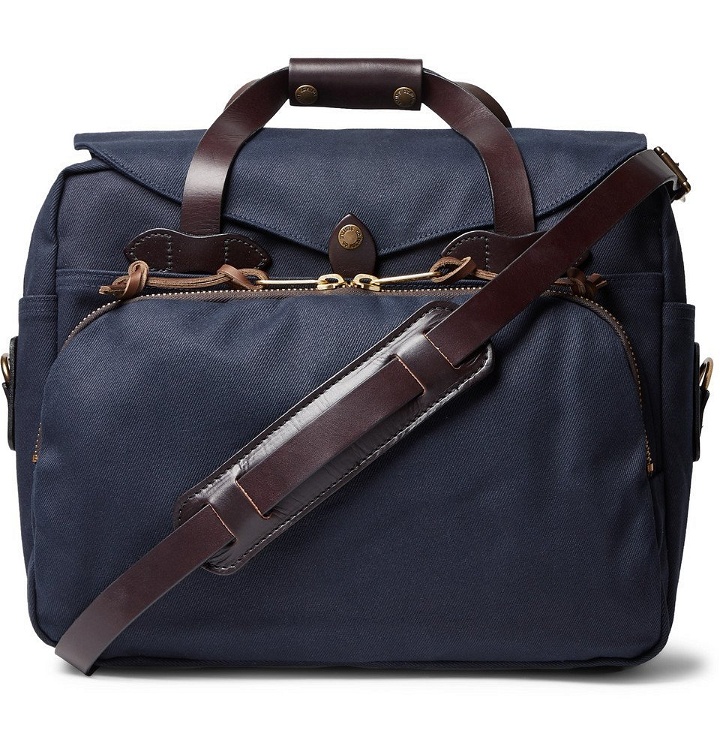 Photo: Filson - Leather-Trimmed Twill Briefcase - Navy