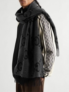 GUCCI - Fringed Logo-Jacquard Cashmere Scarf