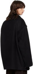 The Frankie Shop Black Cooper Wool Peacoat