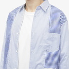 Comme Des Garçons Homme Men's Patchwork Stripe Gingham Shirt in White/Navy