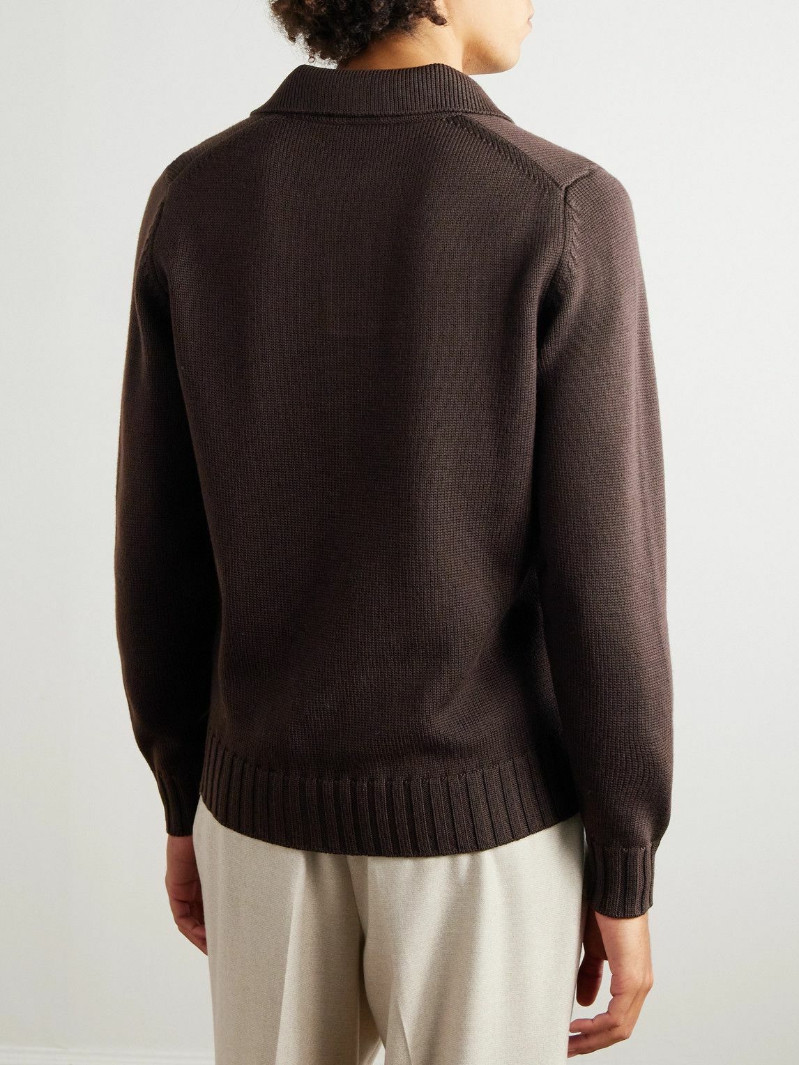 Thom Sweeney - Skipper Wool Polo Shirt - Brown