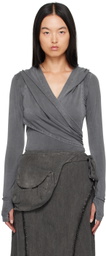 HYEIN SEO Gray Hooded Long Sleeve T-Shirt