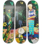 The SkateRoom - Peanuts by Tomokazu Matsuyama Set of Three Printed Wooden Skateboards - Multi