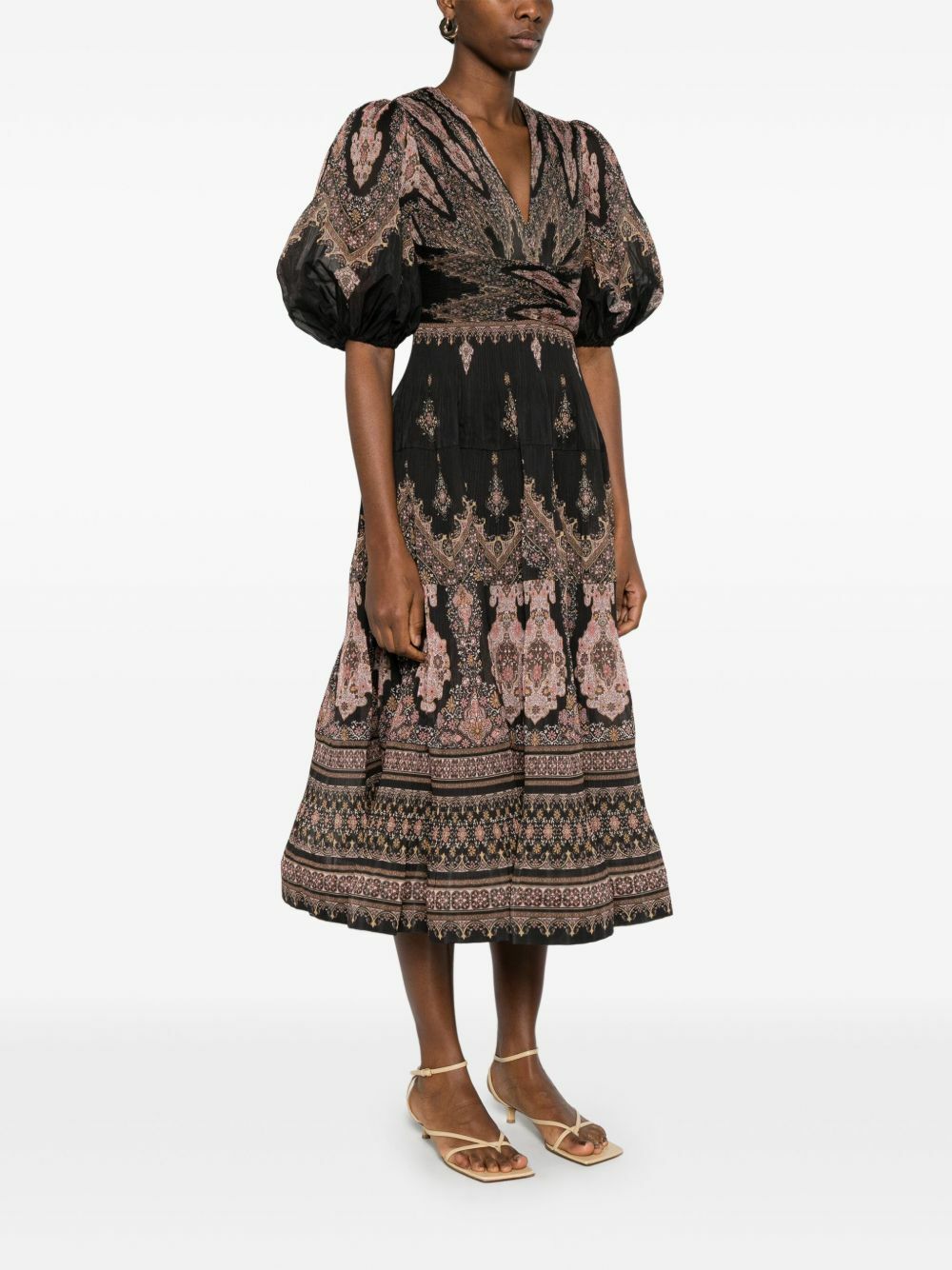 ZIMMERMANN Black Pleated Midi Dress Zimmermann